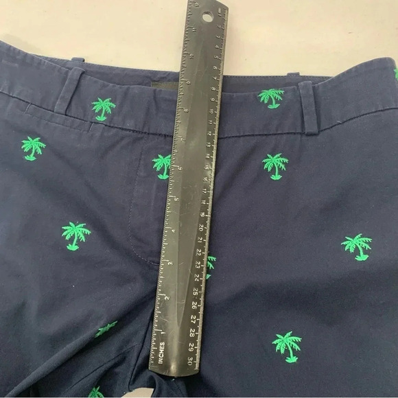 Talbots Signature Pants Size 2 Navy Blue Embroidered Green Palm Trees Novelty - Picture 11 of 13